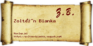Zoltán Bianka névjegykártya